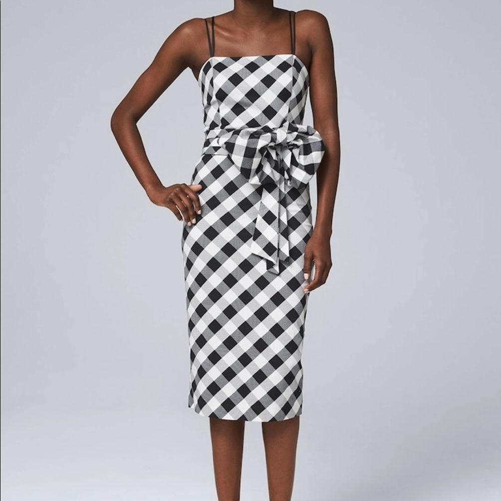 NEW WHBM Gingham Sheath Removable Belt Dress
